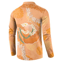Hawaii Lanai Island Flowers Lei Button Sweatshirt Orange Kaunaoa Mix Maile LT7 - Polynesian Pride