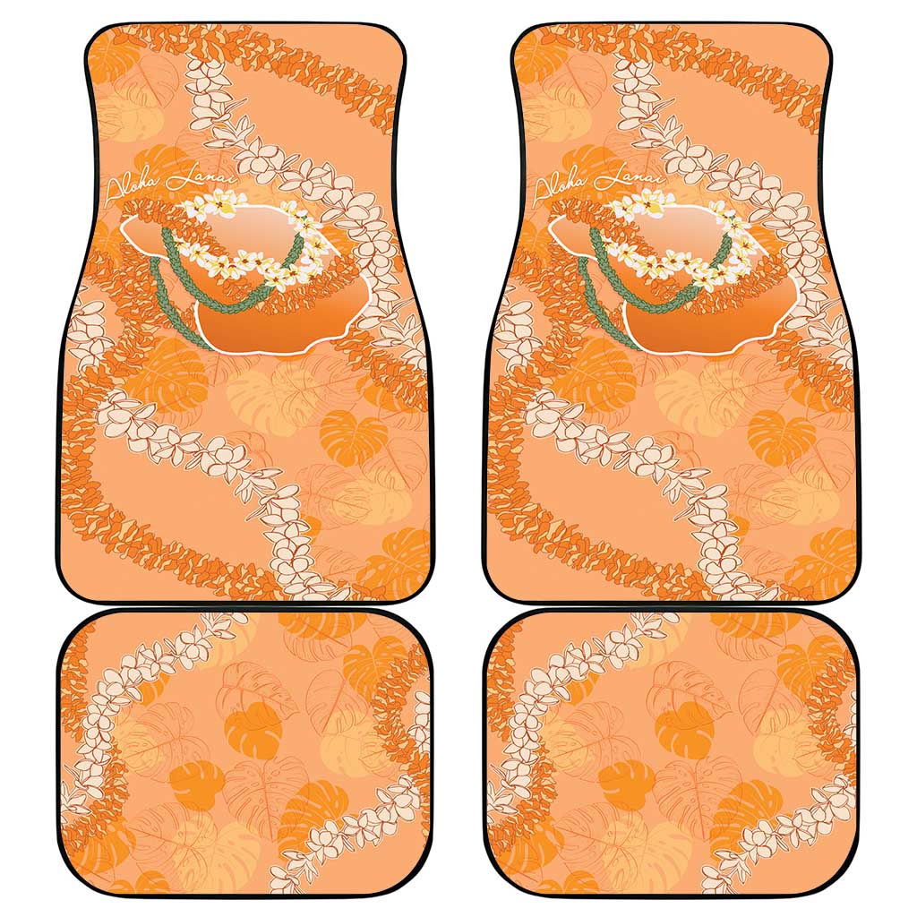 Hawaii Lanai Island Flowers Lei Car Mats Orange Kaunaoa Mix Maile LT7 - Polynesian Pride