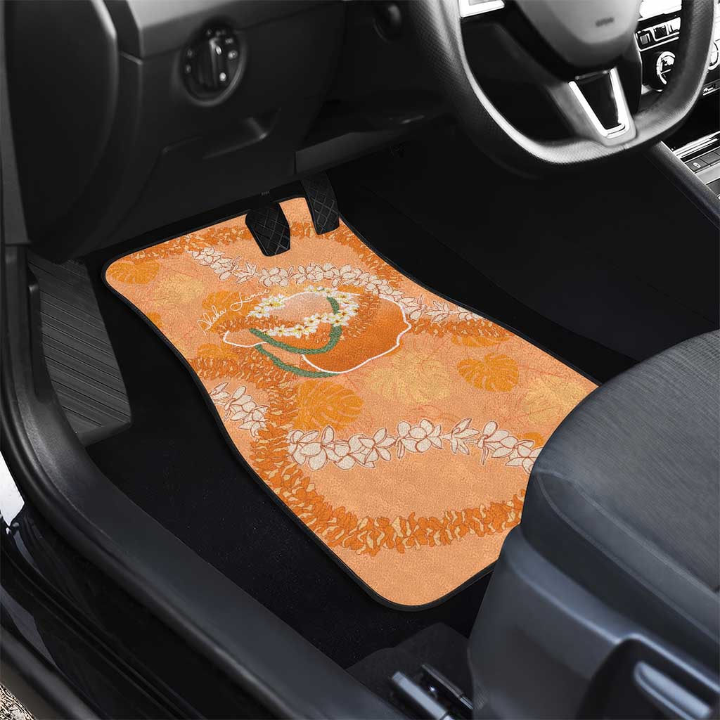Hawaii Lanai Island Flowers Lei Car Mats Orange Kaunaoa Mix Maile LT7 - Polynesian Pride