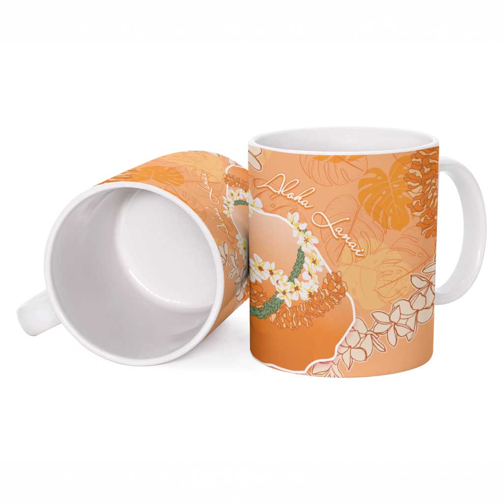 Hawaii Lanai Island Flowers Lei Ceramic Mug Orange Kaunaoa Mix Maile LT7 - Polynesian Pride