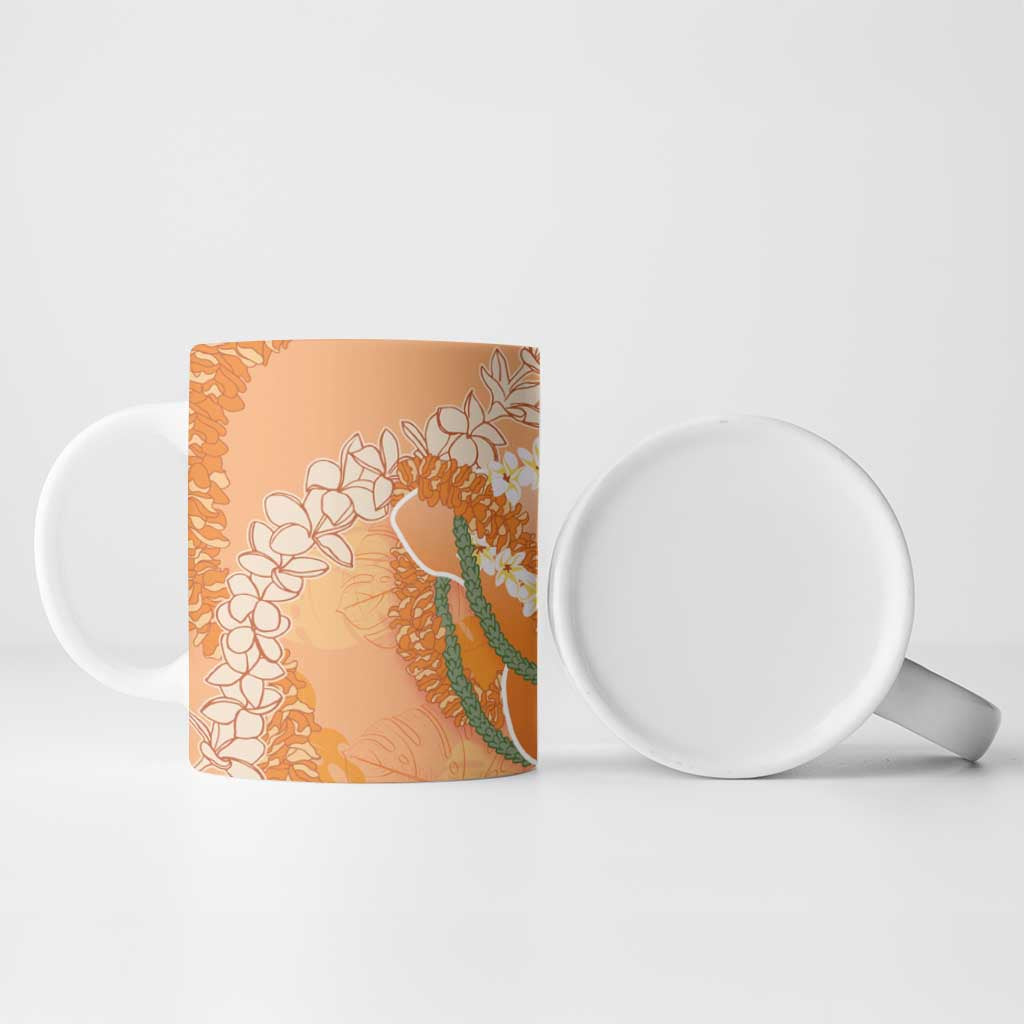 Hawaii Lanai Island Flowers Lei Ceramic Mug Orange Kaunaoa Mix Maile LT7 - Polynesian Pride