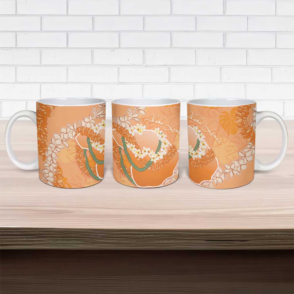 Hawaii Lanai Island Flowers Lei Ceramic Mug Orange Kaunaoa Mix Maile LT7 - Polynesian Pride