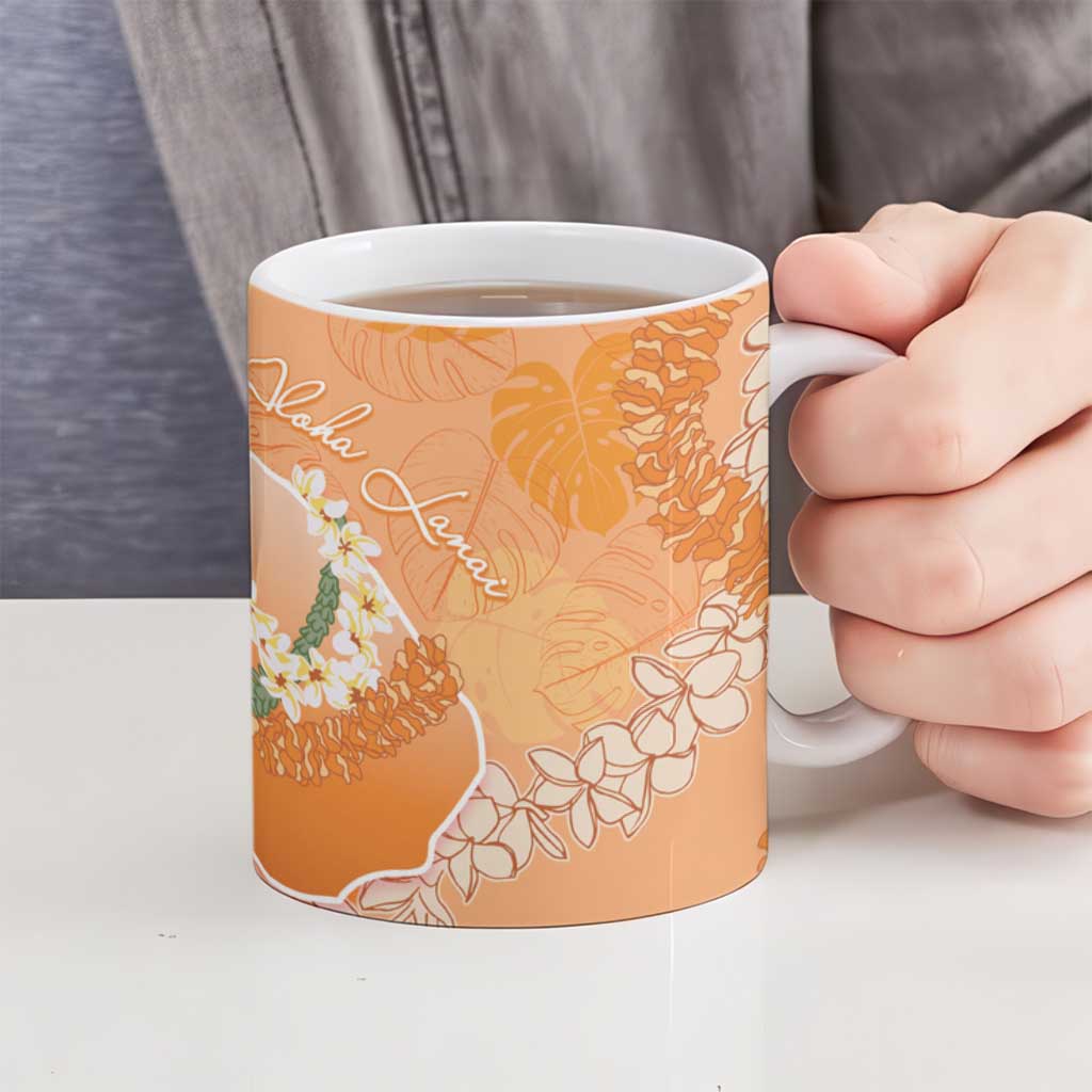 Hawaii Lanai Island Flowers Lei Ceramic Mug Orange Kaunaoa Mix Maile LT7 - Polynesian Pride