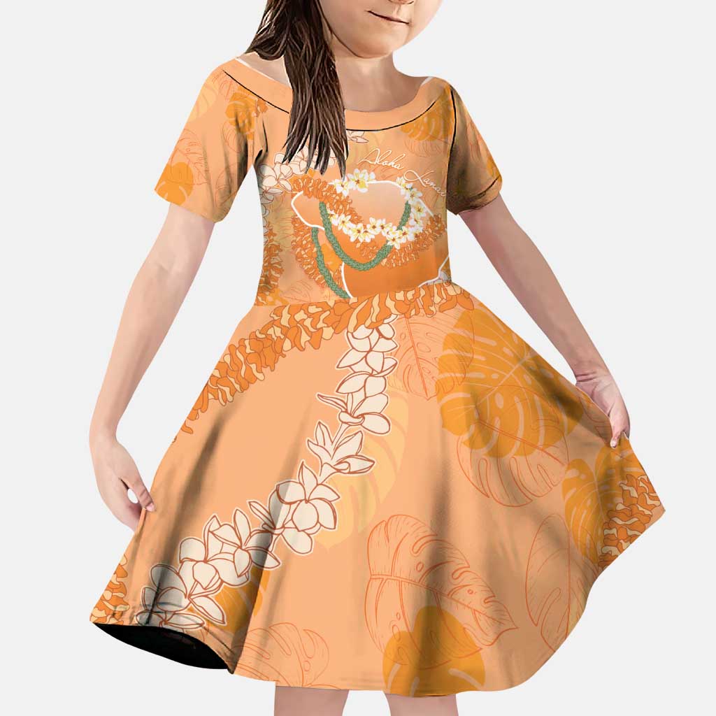 Hawaii Lanai Island Flowers Lei Family Matching Puletasi and Hawaiian Shirt Orange Kaunaoa Mix Maile