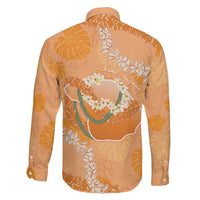 Hawaii Lanai Island Flowers Lei Family Matching Short Sleeve Bodycon Dress and Hawaiian Shirt Orange Kaunaoa Mix Maile