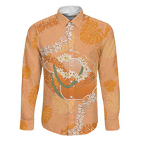 Hawaii Lanai Island Flowers Lei Family Matching Summer Maxi Dress and Hawaiian Shirt Orange Kaunaoa Mix Maile