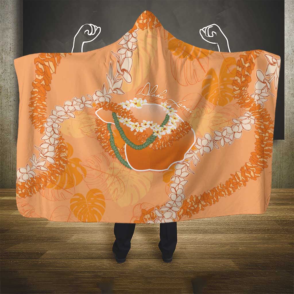 Hawaii Lanai Island Flowers Lei Hooded Blanket Orange Kaunaoa Mix Maile LT7 - Polynesian Pride