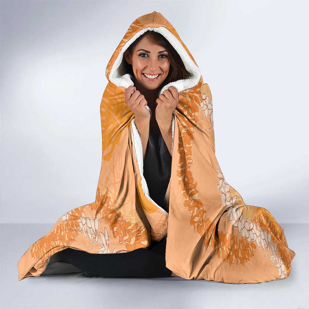 Hawaii Lanai Island Flowers Lei Hooded Blanket Orange Kaunaoa Mix Maile LT7 - Polynesian Pride