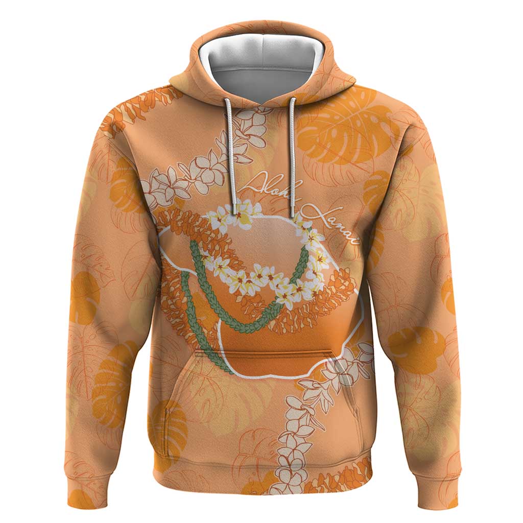 Hawaii Lanai Island Flowers Lei Hoodie Orange Kaunaoa Mix Maile LT7 Pullover Hoodie Orange - Polynesian Pride