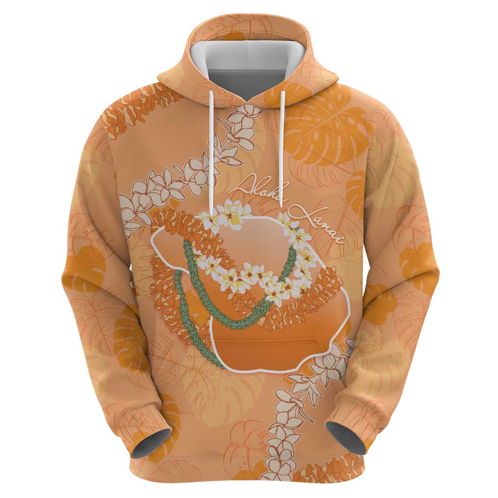 Hawaii Lanai Island Flowers Lei Hoodie Orange Kaunaoa Mix Maile LT7 - Polynesian Pride