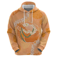 Hawaii Lanai Island Flowers Lei Hoodie Orange Kaunaoa Mix Maile LT7 - Polynesian Pride