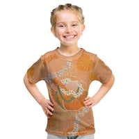 Hawaii Lanai Island Flowers Lei Kid T Shirt Orange Kaunaoa Mix Maile LT7 Orange - Polynesian Pride