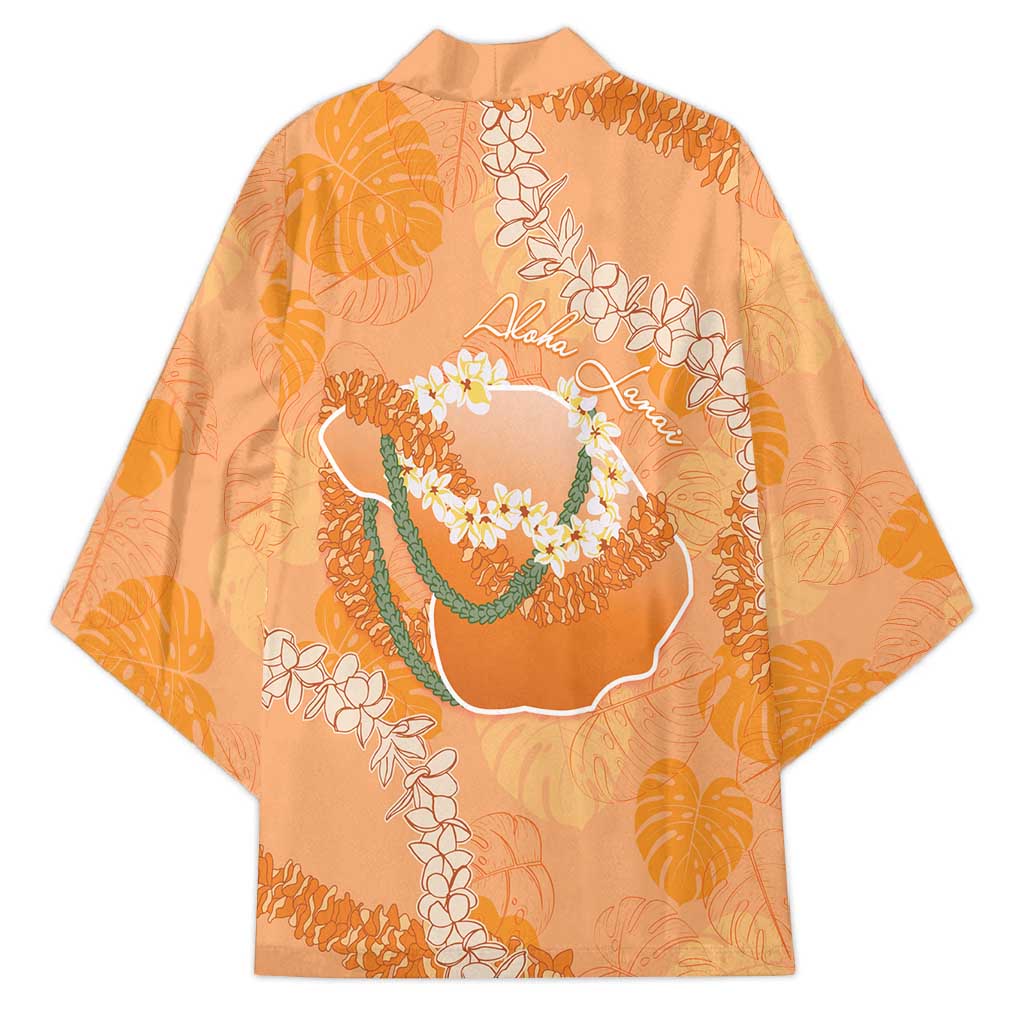 Hawaii Lanai Island Flowers Lei Kimono Orange Kaunaoa Mix Maile LT7 - Polynesian Pride