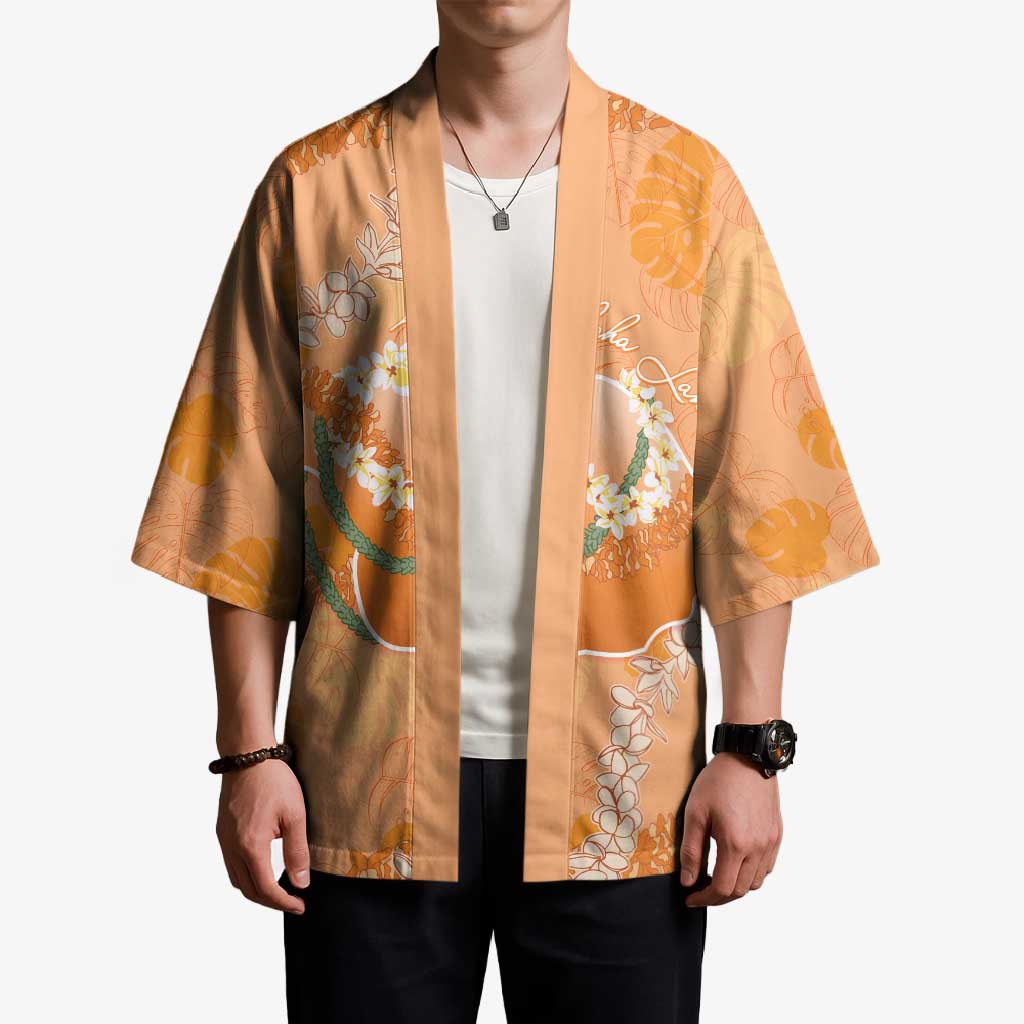 Hawaii Lanai Island Flowers Lei Kimono Orange Kaunaoa Mix Maile LT7 - Polynesian Pride