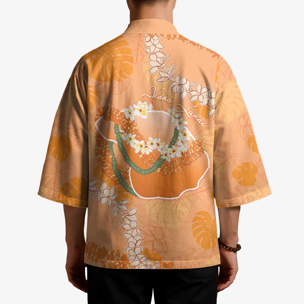 Hawaii Lanai Island Flowers Lei Kimono Orange Kaunaoa Mix Maile LT7 - Polynesian Pride