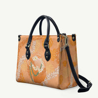 Hawaii Lanai Island Flowers Lei Leather Bag Orange Kaunaoa Mix Maile LT7 Orange - Polynesian Pride