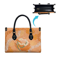 Hawaii Lanai Island Flowers Lei Leather Bag Orange Kaunaoa Mix Maile LT7 - Polynesian Pride