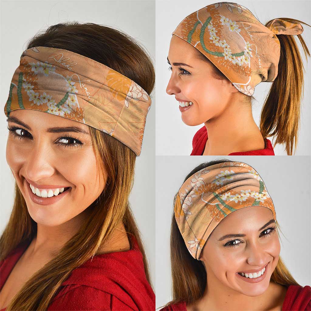 Hawaii Lanai Island Flowers Lei Neck Gaiter Orange Kaunaoa Mix Maile LT7 - Polynesian Pride