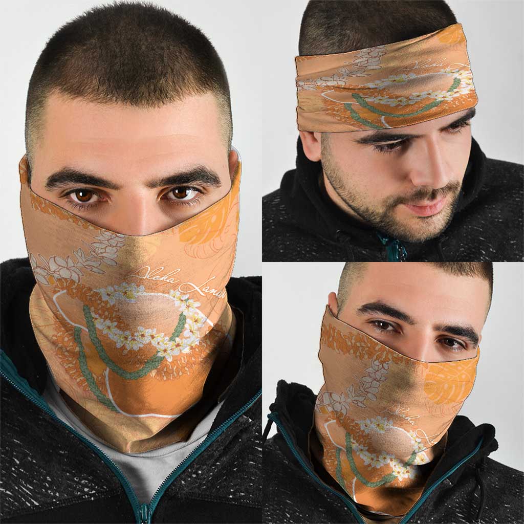 Hawaii Lanai Island Flowers Lei Neck Gaiter Orange Kaunaoa Mix Maile LT7 - Polynesian Pride