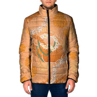 Hawaii Lanai Island Flowers Lei Padded Jacket Orange Kaunaoa Mix Maile LT7 Men Orange - Polynesian Pride