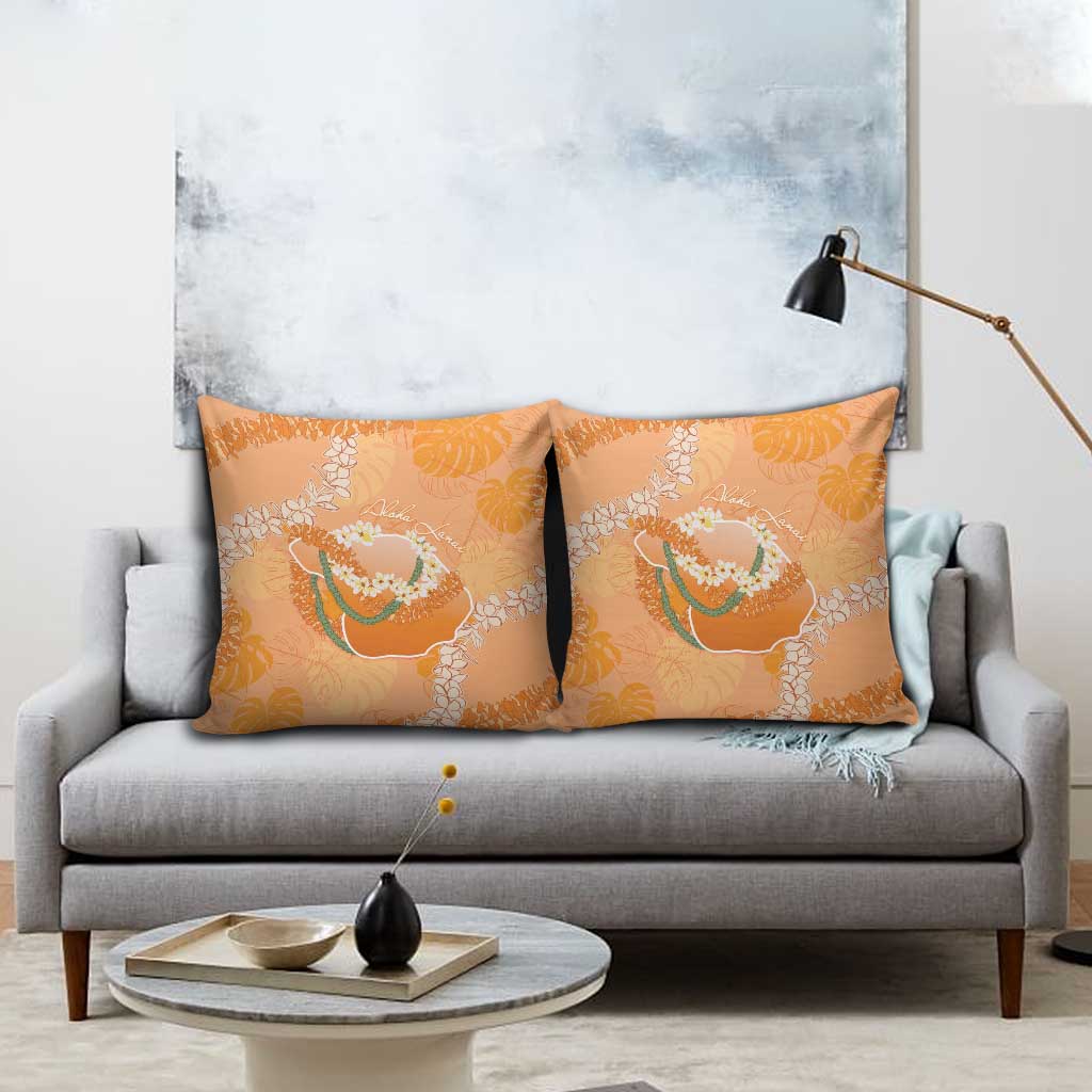 Hawaii Lanai Island Flowers Lei Pillow Cover Orange Kaunaoa Mix Maile LT7 - Polynesian Pride