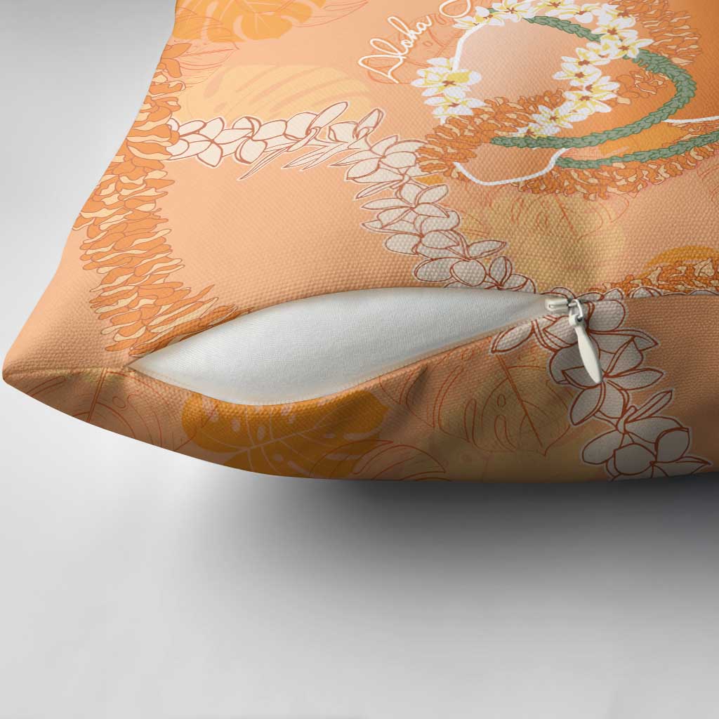 Hawaii Lanai Island Flowers Lei Pillow Cover Orange Kaunaoa Mix Maile LT7 - Polynesian Pride