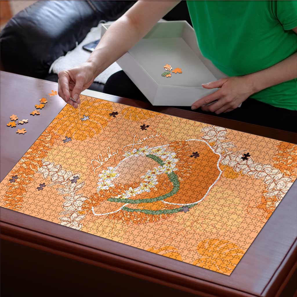 Hawaii Lanai Island Flowers Lei Puzzle Orange Kaunaoa Mix Maile LT7 - Polynesian Pride