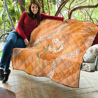 Hawaii Lanai Island Flowers Lei Quilt Orange Kaunaoa Mix Maile