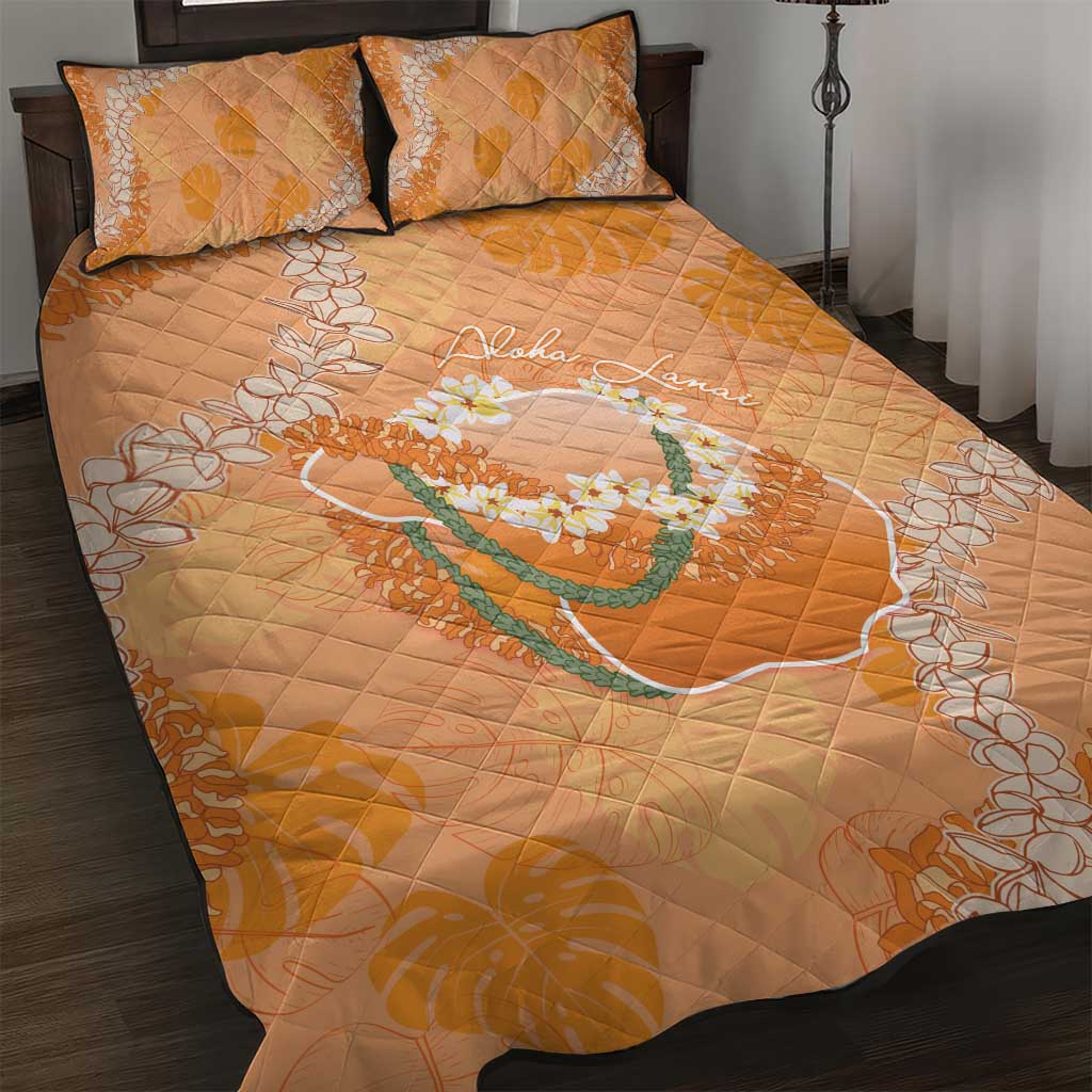 Hawaii Lanai Island Flowers Lei Quilt Bed Set Orange Kaunaoa Mix Maile LT7 Orange - Polynesian Pride