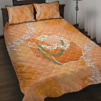 Hawaii Lanai Island Flowers Lei Quilt Bed Set Orange Kaunaoa Mix Maile LT7 Orange - Polynesian Pride