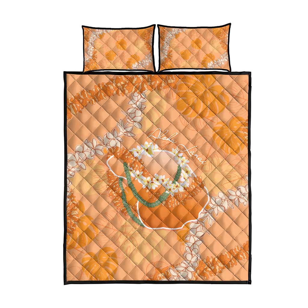 Hawaii Lanai Island Flowers Lei Quilt Bed Set Orange Kaunaoa Mix Maile LT7 - Polynesian Pride
