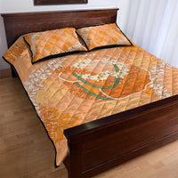 Hawaii Lanai Island Flowers Lei Quilt Bed Set Orange Kaunaoa Mix Maile LT7 - Polynesian Pride
