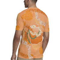 Hawaii Lanai Island Flowers Lei Rugby Jersey Orange Kaunaoa Mix Maile LT7 - Polynesian Pride