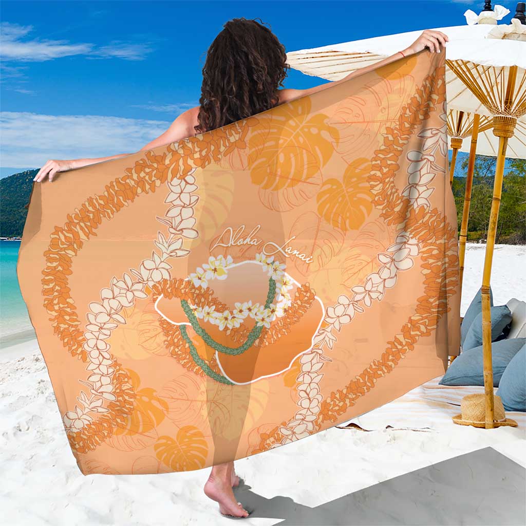 Hawaii Lanai Island Flowers Lei Sarong Orange Kaunaoa Mix Maile LT7 One Size 44 x 66 inches Orange - Polynesian Pride