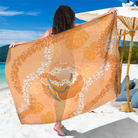 Hawaii Lanai Island Flowers Lei Sarong Orange Kaunaoa Mix Maile LT7 One Size 44 x 66 inches Orange - Polynesian Pride