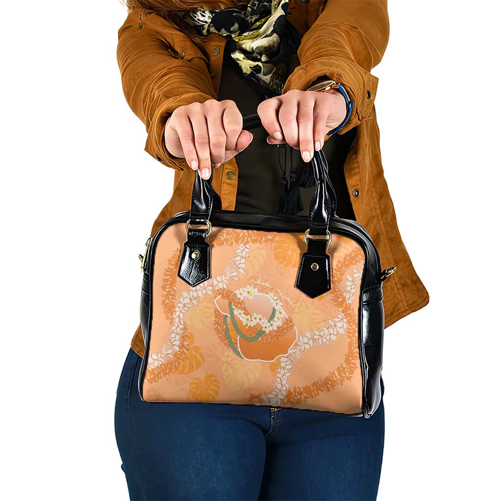 Hawaii Lanai Island Flowers Lei Shoulder Handbag Orange Kaunaoa Mix Maile LT7 One Size Orange - Polynesian Pride