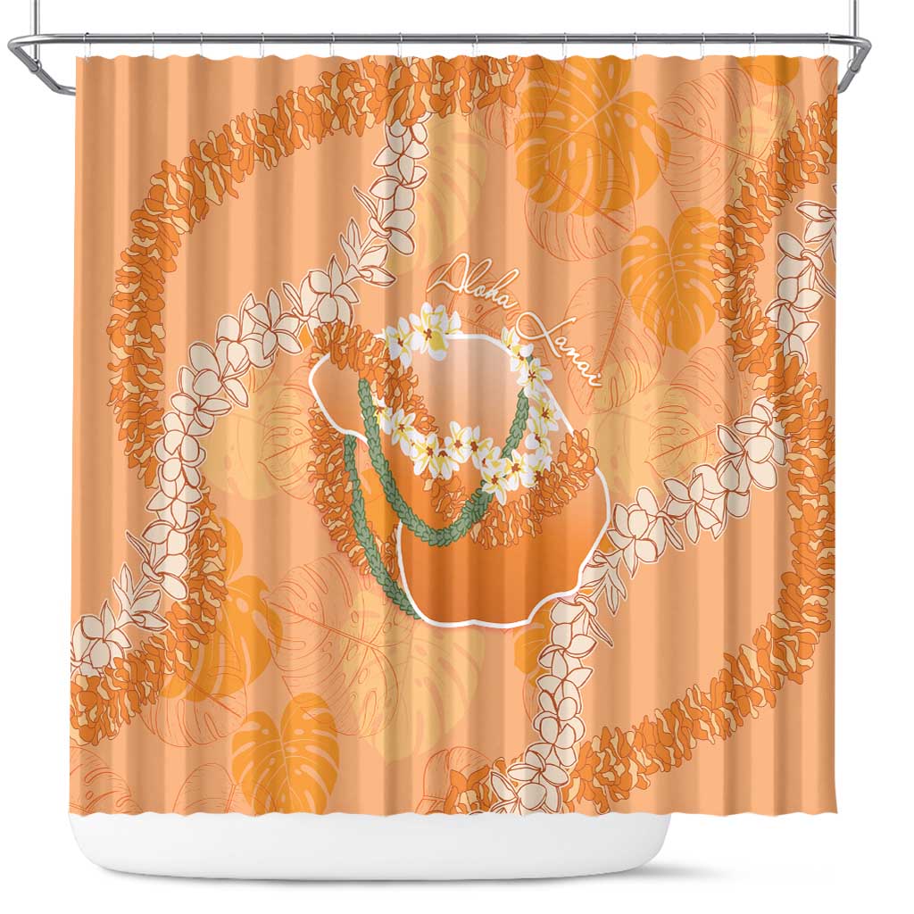 Hawaii Lanai Island Flowers Lei Shower Curtain Orange Kaunaoa Mix Maile LT7 Orange - Polynesian Pride