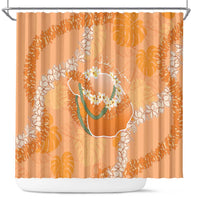 Hawaii Lanai Island Flowers Lei Shower Curtain Orange Kaunaoa Mix Maile LT7 Orange - Polynesian Pride