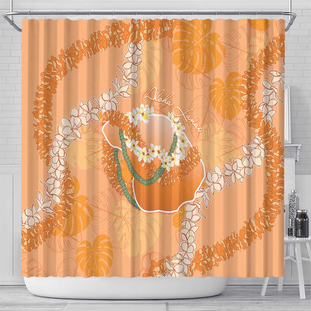 Hawaii Lanai Island Flowers Lei Shower Curtain Orange Kaunaoa Mix Maile LT7 - Polynesian Pride