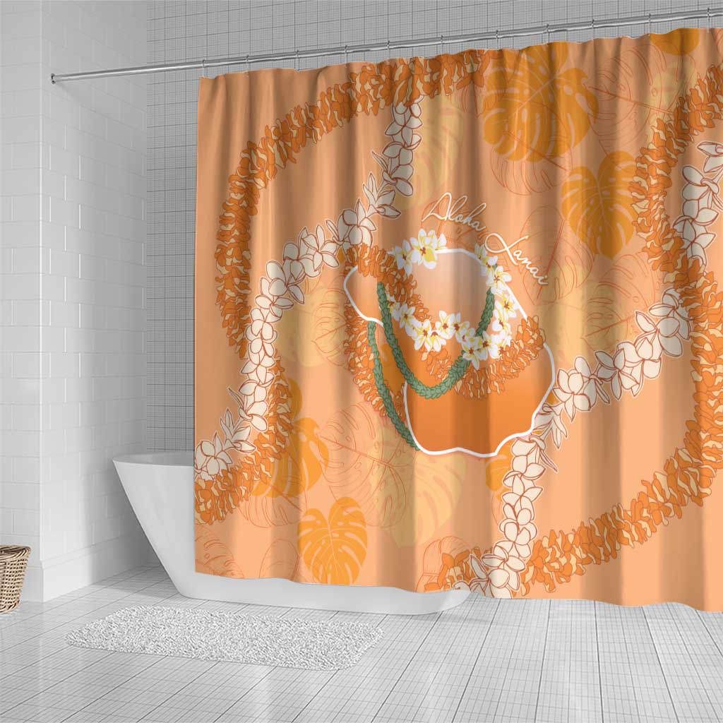 Hawaii Lanai Island Flowers Lei Shower Curtain Orange Kaunaoa Mix Maile LT7 - Polynesian Pride