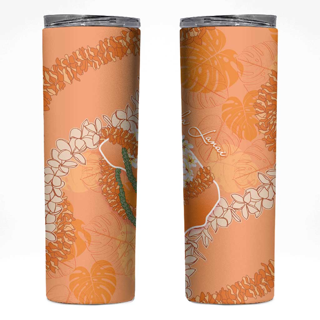 Hawaii Lanai Island Flowers Lei Skinny Tumbler Orange Kaunaoa Mix Maile