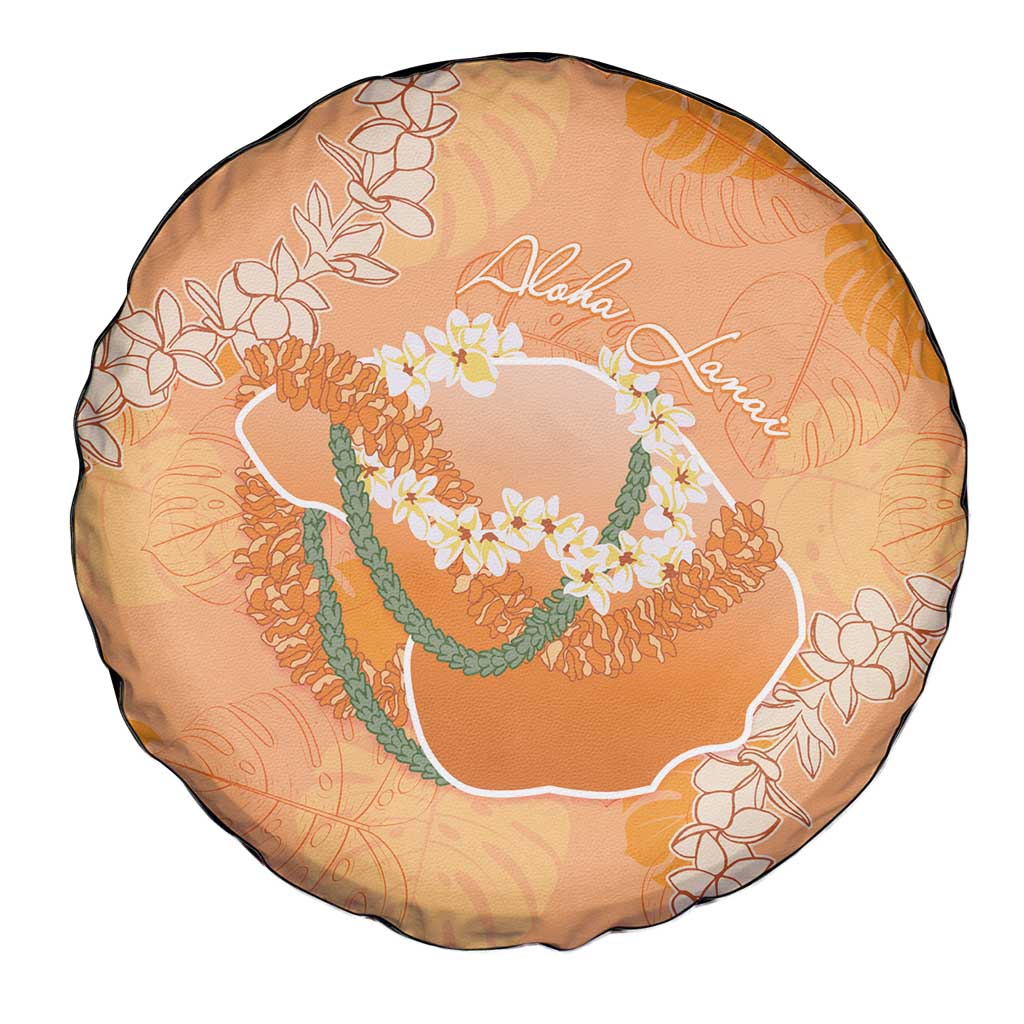 Hawaii Lanai Island Flowers Lei Spare Tire Cover Orange Kaunaoa Mix Maile