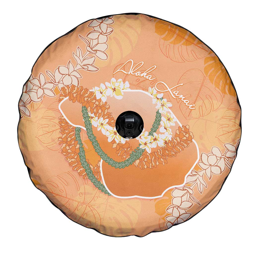 Hawaii Lanai Island Flowers Lei Spare Tire Cover Orange Kaunaoa Mix Maile