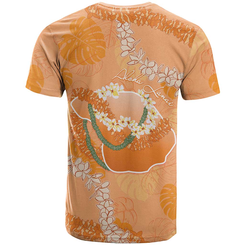 Hawaii Lanai Island Flowers Lei T Shirt Orange Kaunaoa Mix Maile LT7 - Polynesian Pride