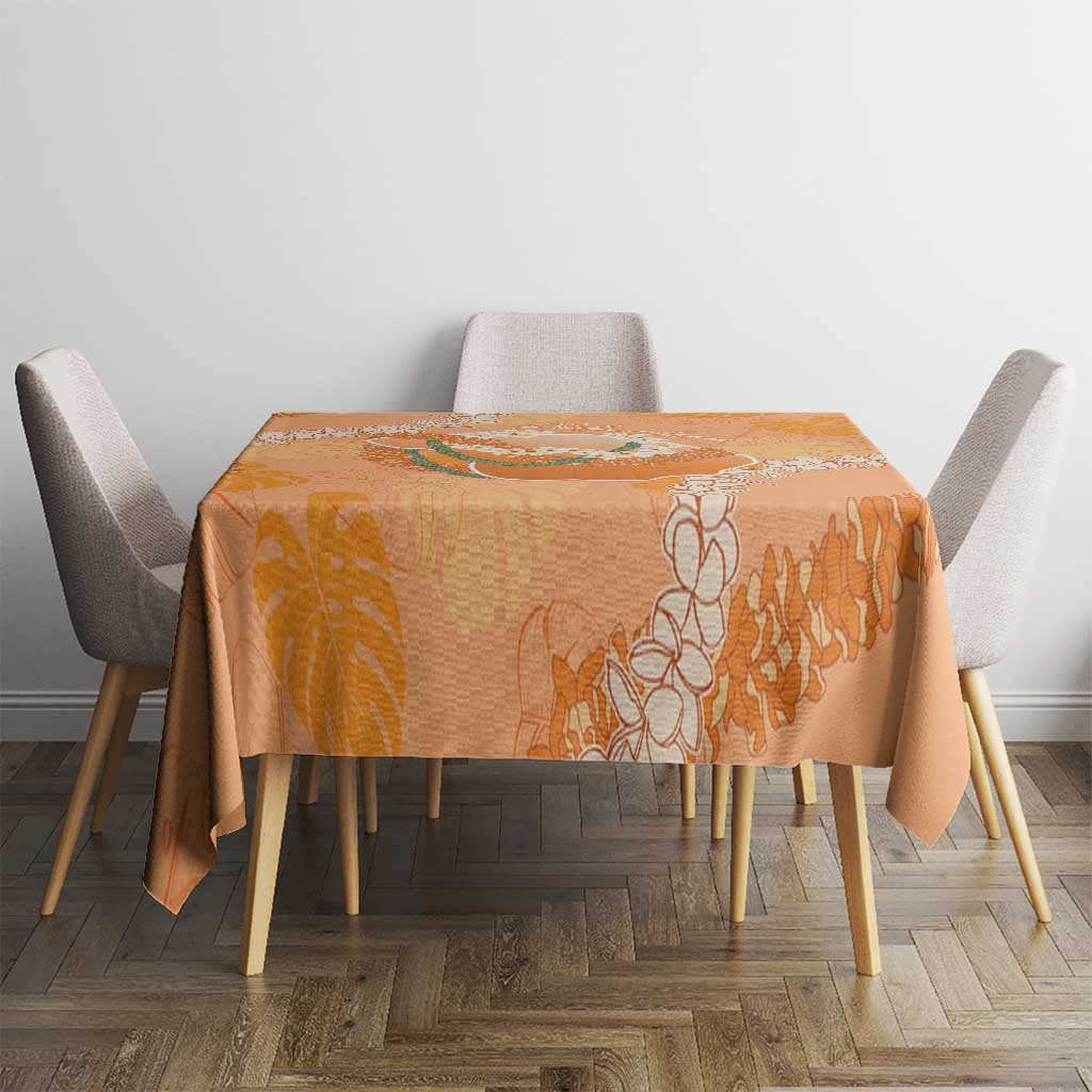 Hawaii Lanai Island Flowers Lei Tablecloth Orange Kaunaoa Mix Maile LT7 - Polynesian Pride