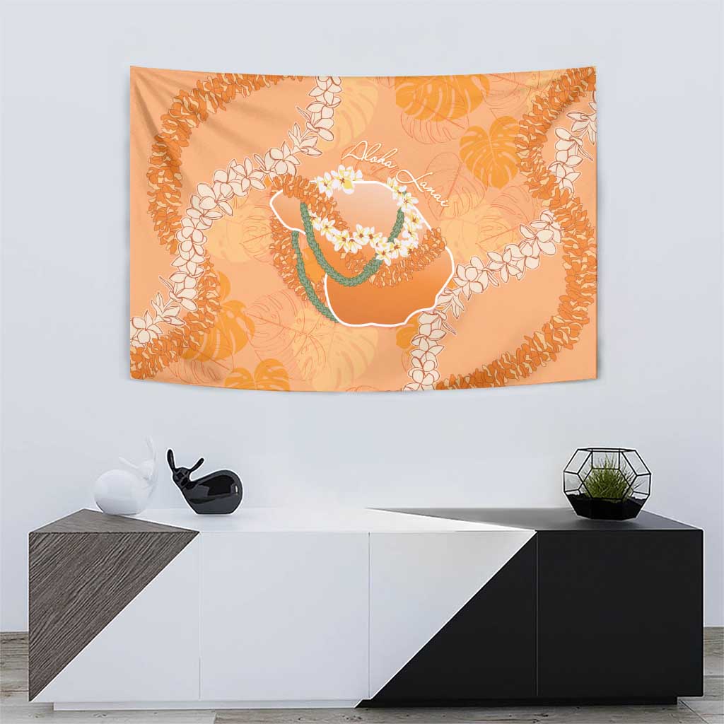 Hawaii Lanai Island Flowers Lei Tapestry Orange Kaunaoa Mix Maile LT7 - Polynesian Pride