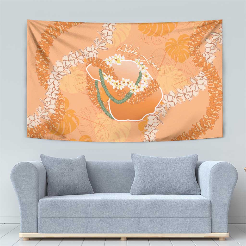 Hawaii Lanai Island Flowers Lei Tapestry Orange Kaunaoa Mix Maile LT7 - Polynesian Pride