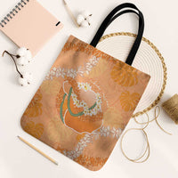 Hawaii Lanai Island Flowers Lei Tote Bag Orange Kaunaoa Mix Maile LT7 Black Strap One Size Orange - Polynesian Pride