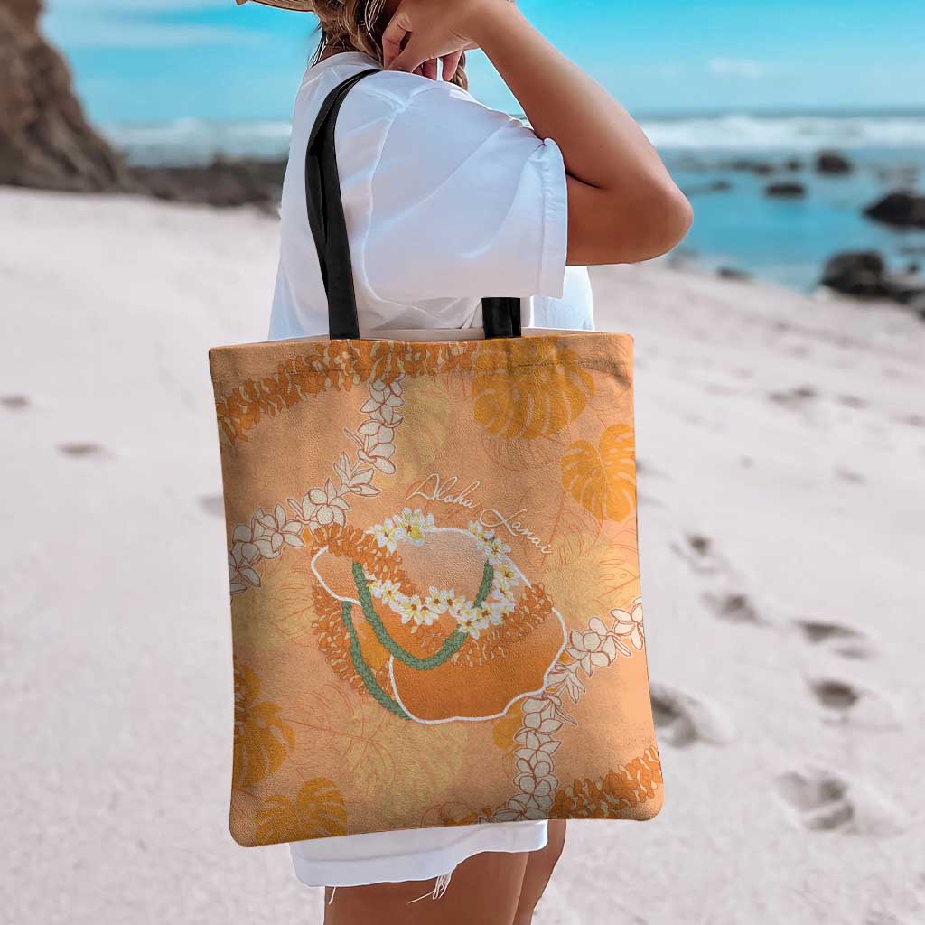 Hawaii Lanai Island Flowers Lei Tote Bag Orange Kaunaoa Mix Maile LT7 - Polynesian Pride
