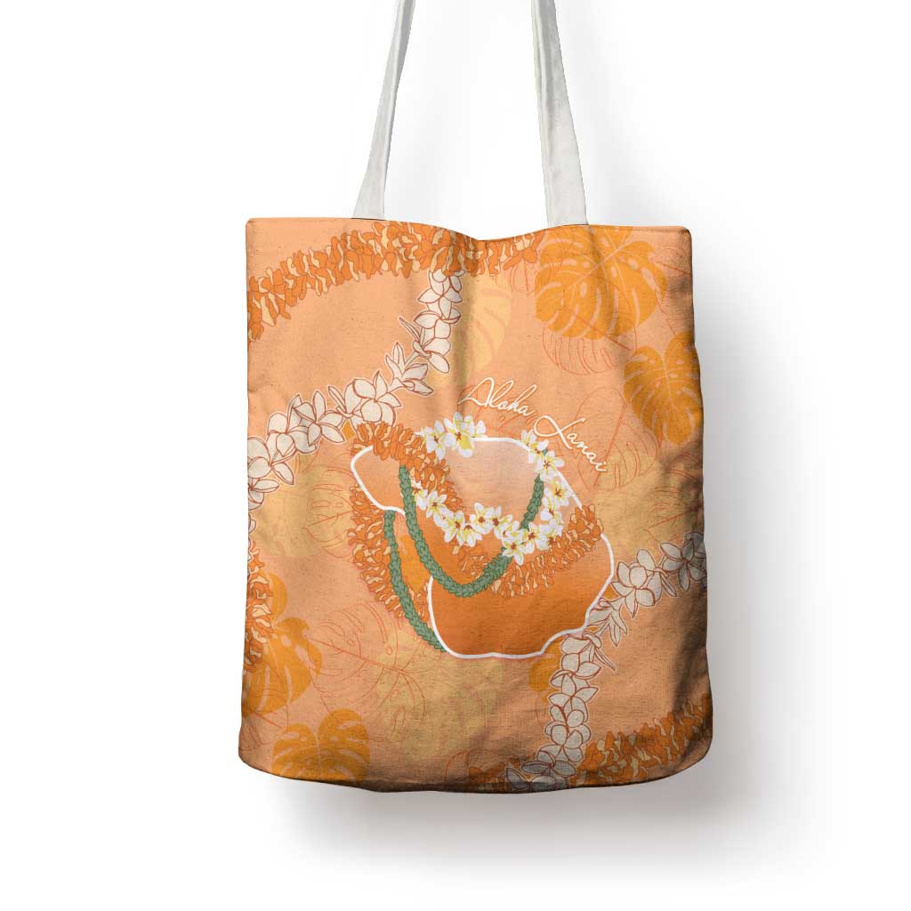 Hawaii Lanai Island Flowers Lei Tote Bag Orange Kaunaoa Mix Maile LT7 - Polynesian Pride